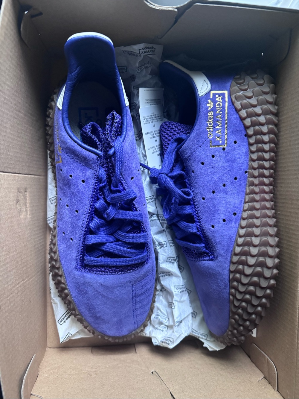 NWT Rare! adidas Purple Suede Kamanda Sneakers with Brown Gum Sole in box